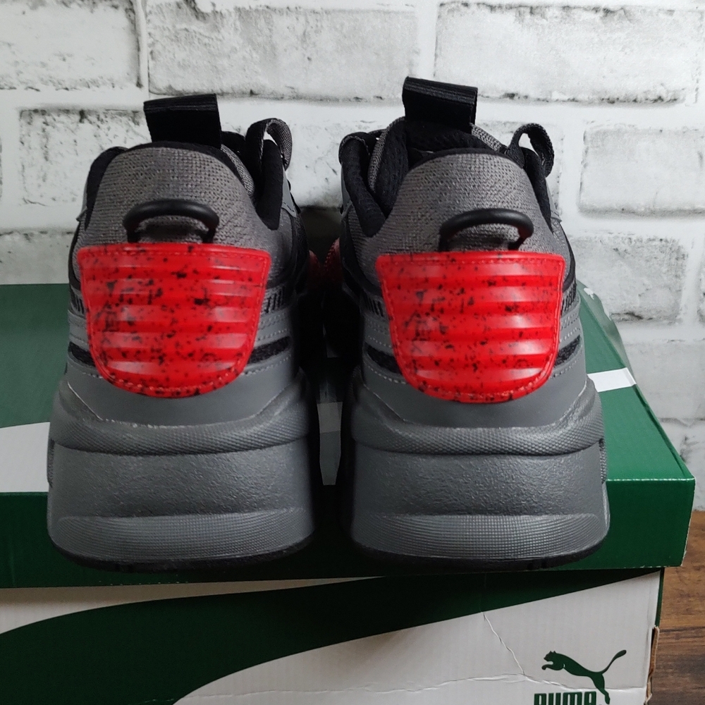Puma RS-X Black Red Splatter Grey Gray RSX 385754 01 Men’s Shoes Size 9.5 - Picture 4 of 8